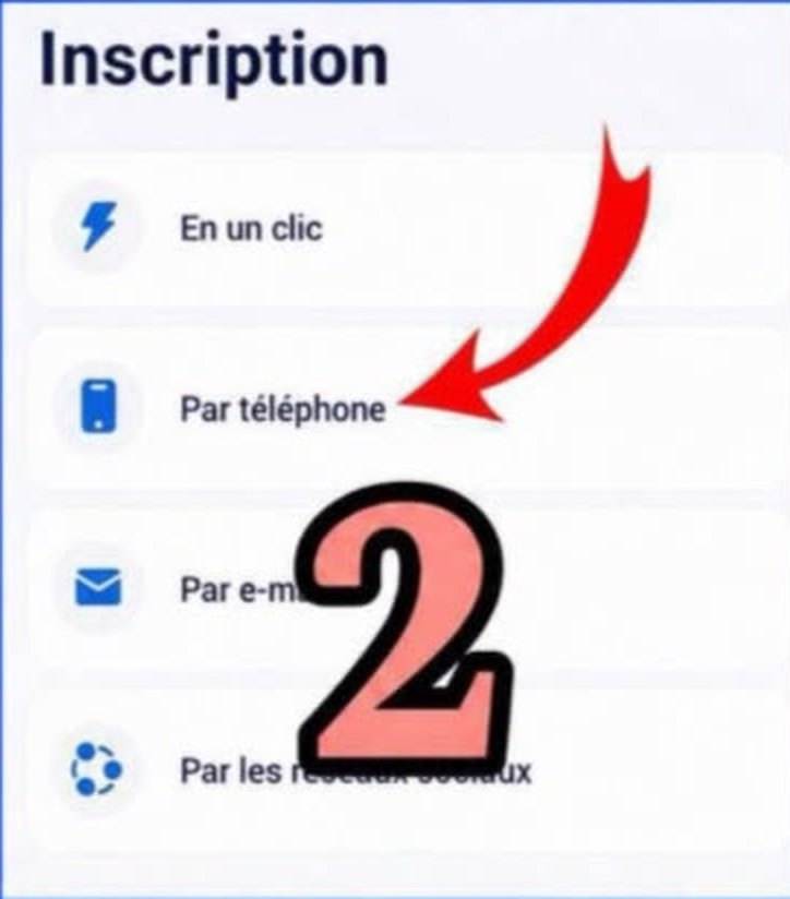 Choix de la méthode d'inscription Par téléphone